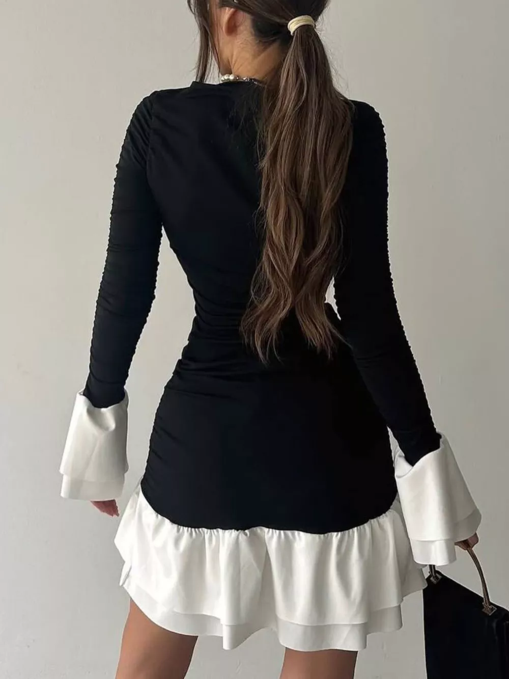 Ruffle Hem Long Sleeve Mini Dress, image 3