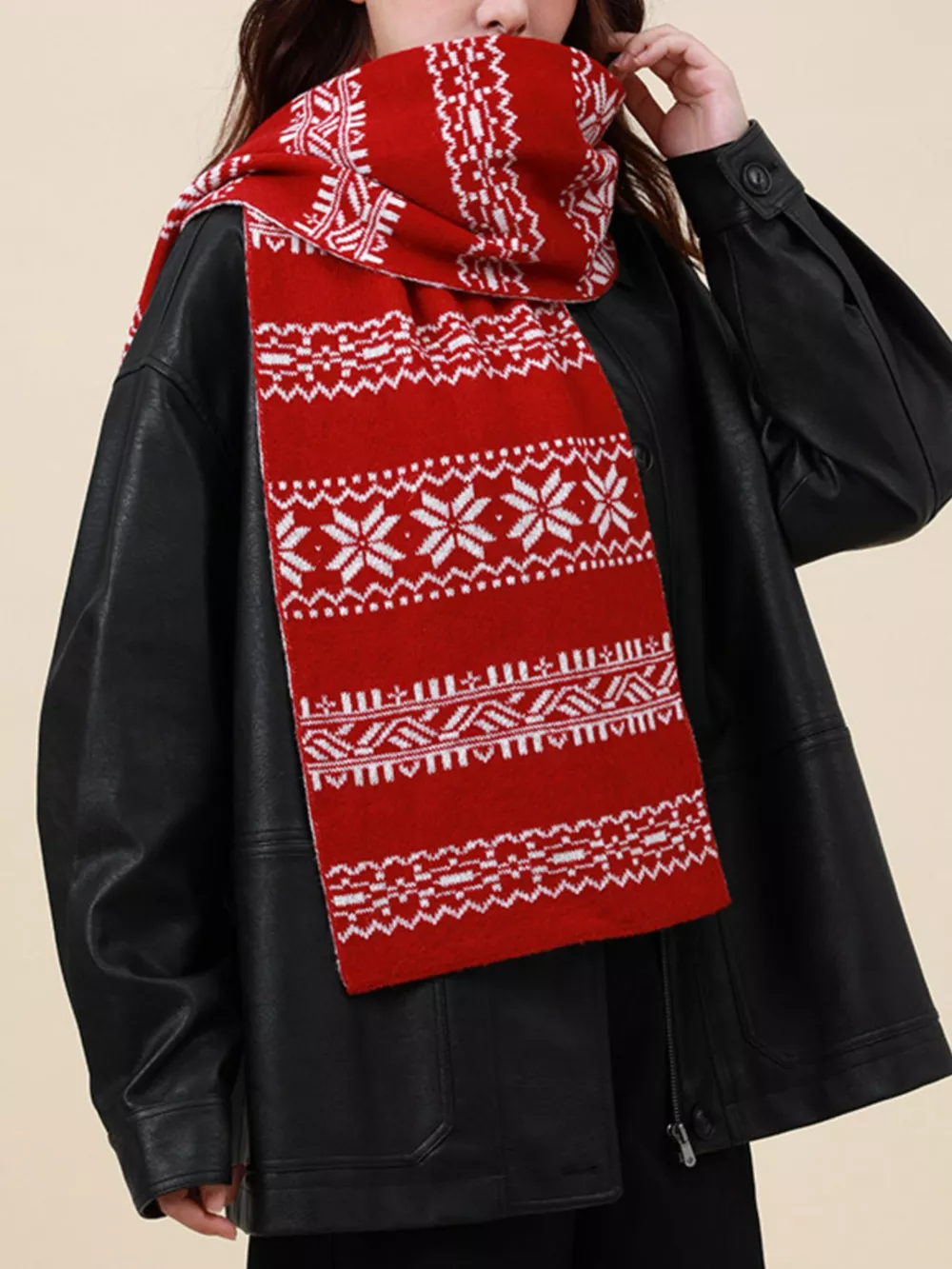 Christmas Snowflake Knit Scarf, image 11
