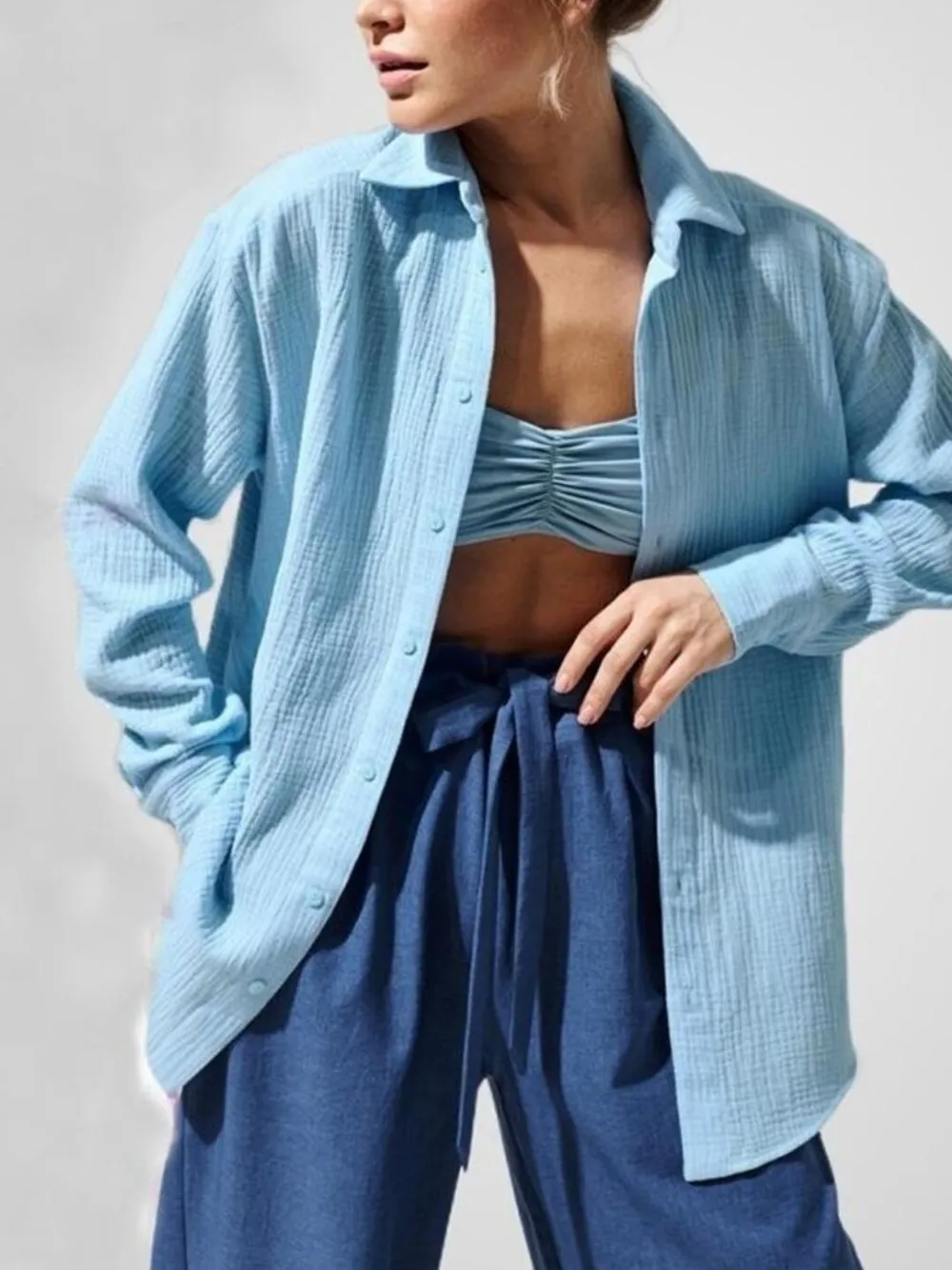Button Up Long Sleeve Texture Shirt, image 12