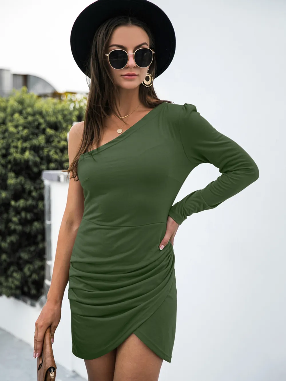 One Shoulder Ruched Bodycon Dress, image 8