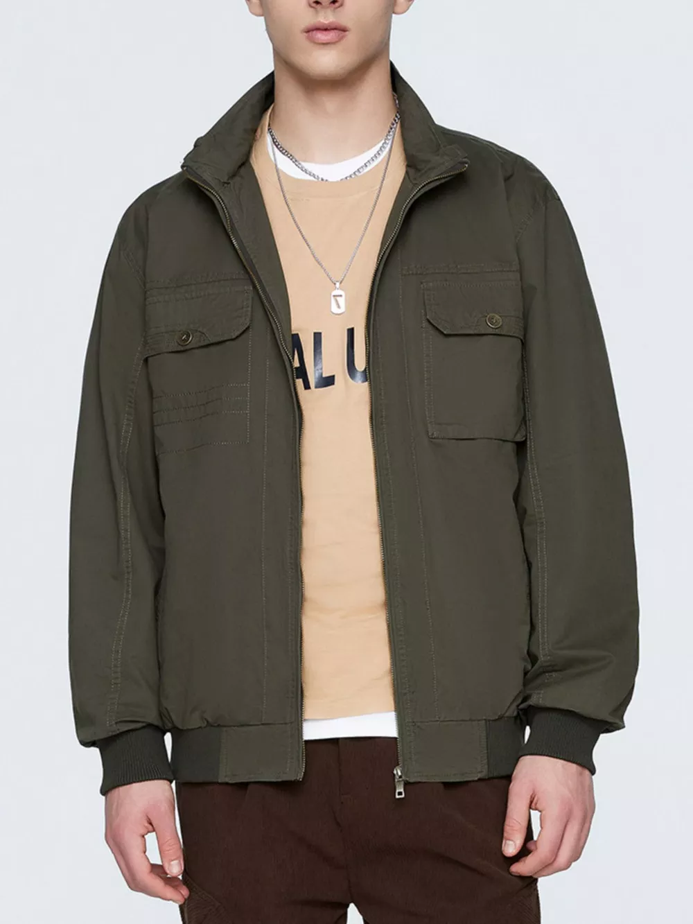 Men's Plus Size Casual Lightweight Zip-Up Jacket