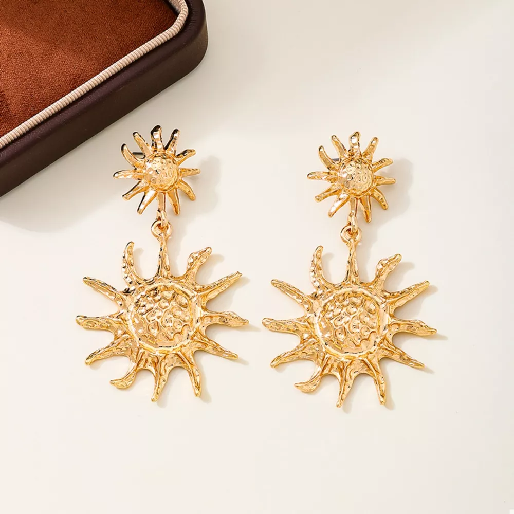 18K Gold-Plated Sun Burst Drop Earrings, image 3