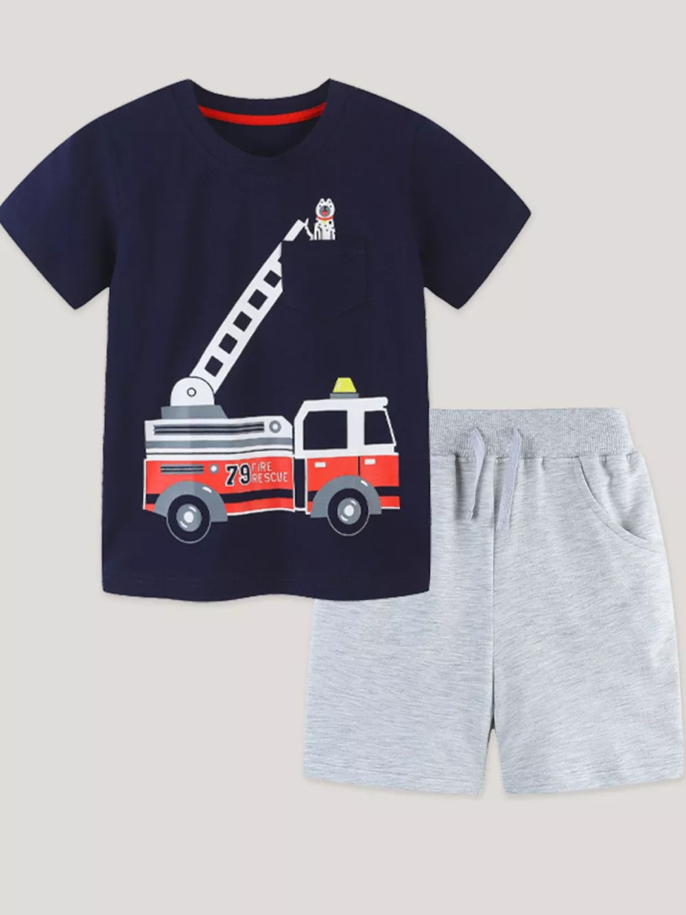 Children's Fire Truck Graphic Tee and Shorts Set, image 2