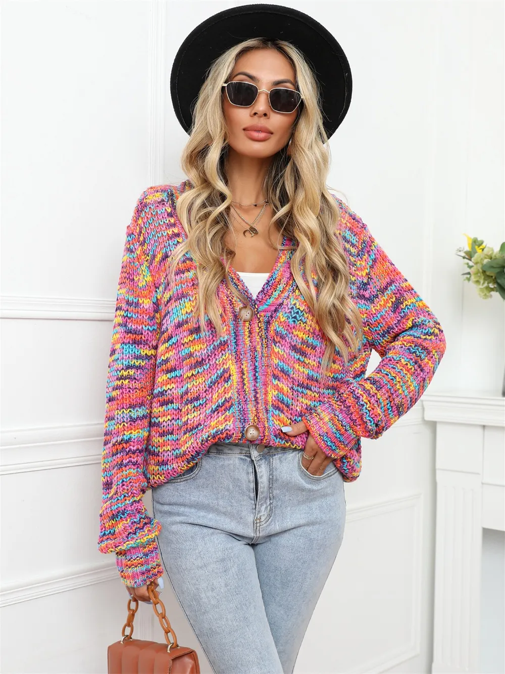 Button Up Dropped Shoulder Cardigan, image 3