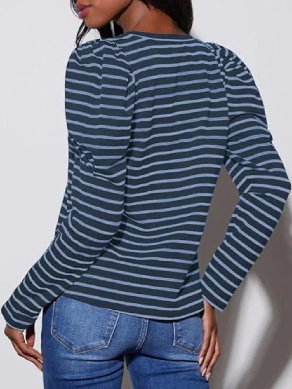Striped Round Neck Long Sleeve T-Shirt, image 23