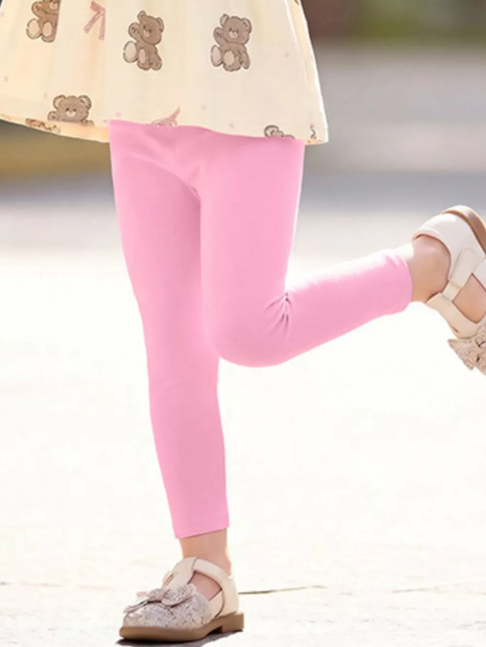 Children's Bear Print Peplum Top and Leggings Set, image 3