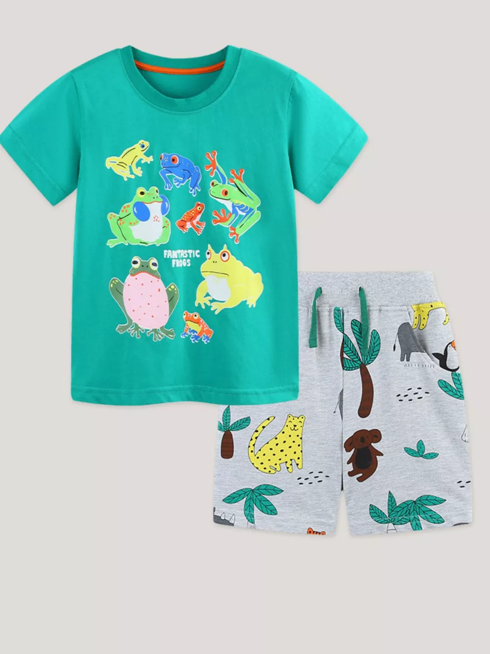 Children's Frog Print Short Sleeve Tee and Shorts Set, image 2