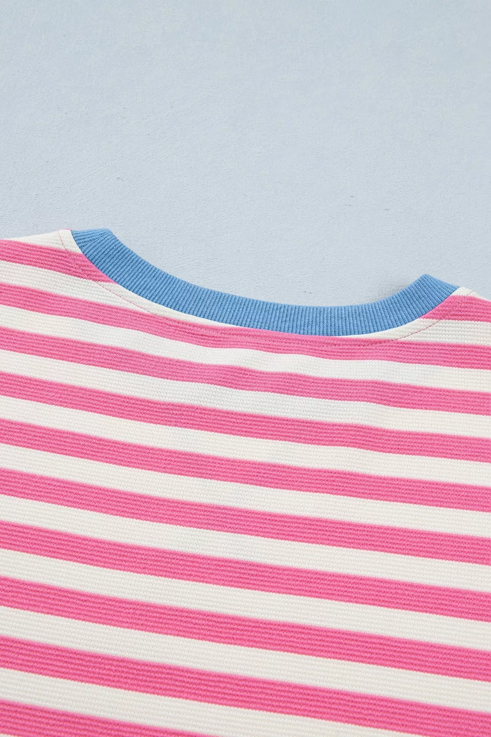 Stripe Contrast Patchwork Short Sleeve Loose Tee, image 7