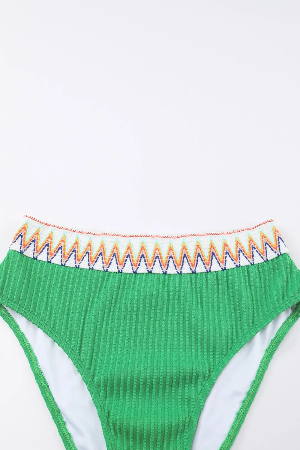 Textured Contrast Banding Bikini High Waist 2pcs Swimsuit, image 21