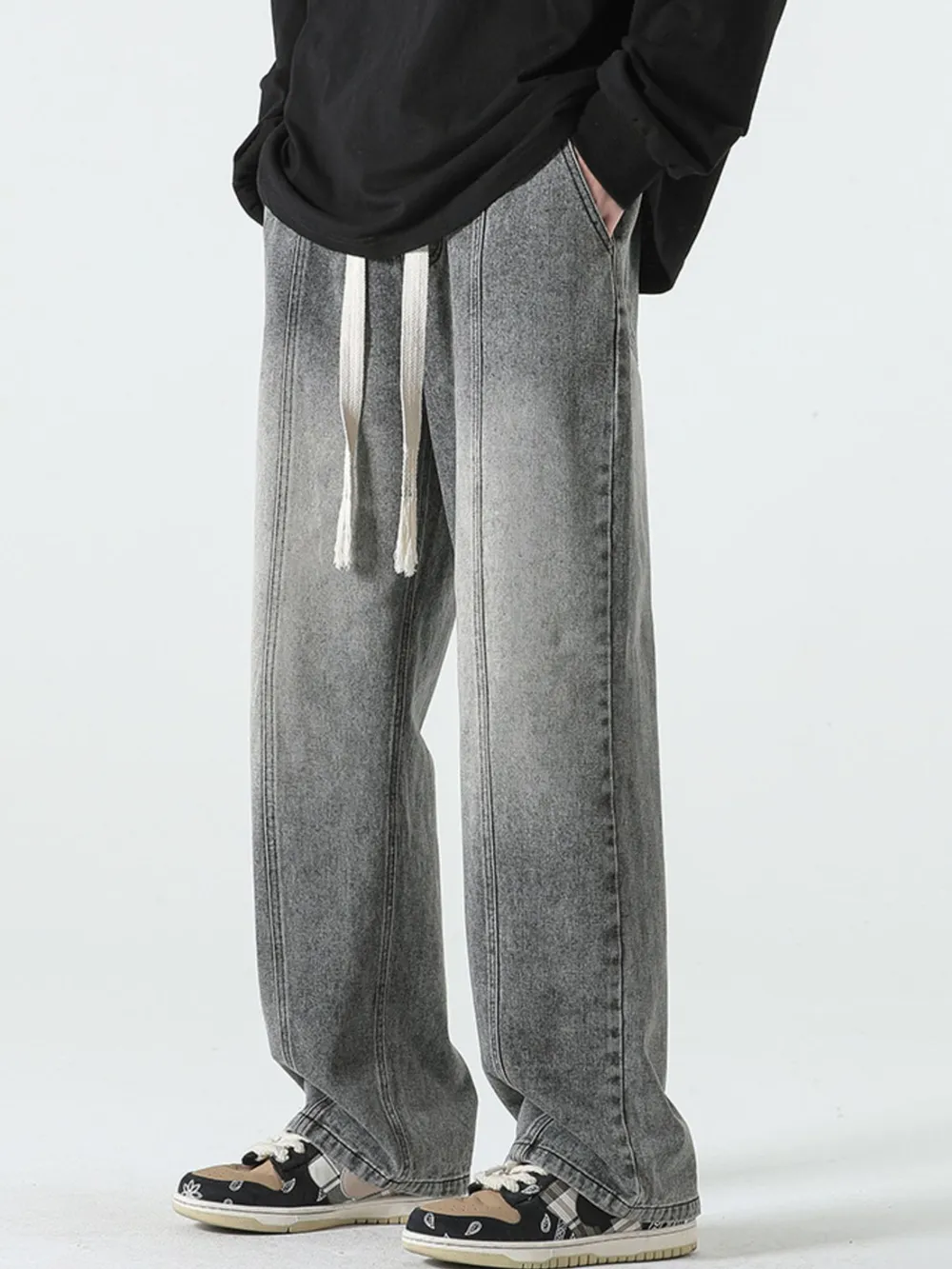 Men's Full Size Drawstring Wide Leg Jeans Plus Size, image 20