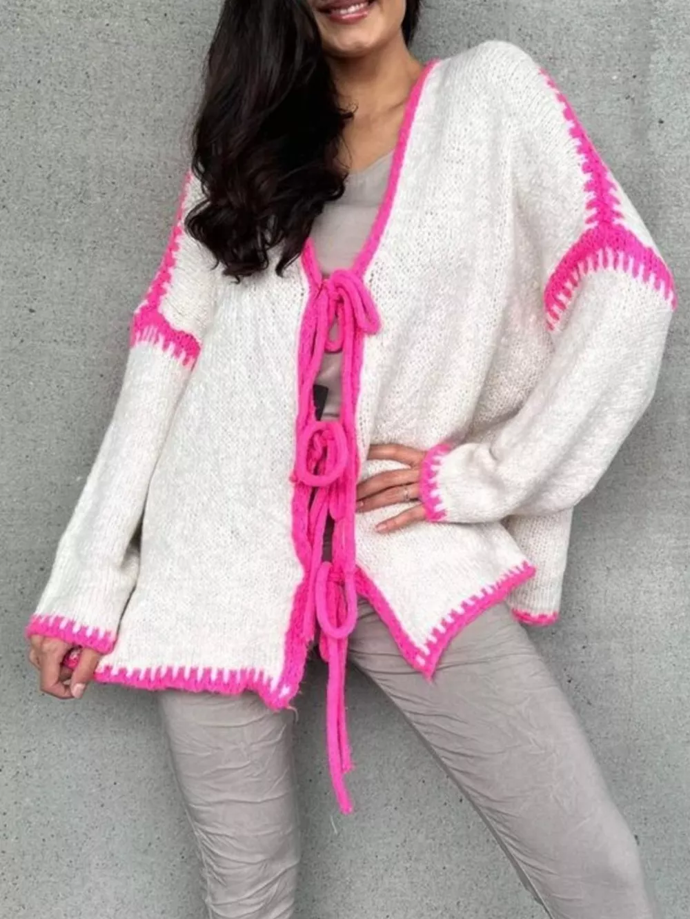 Tie Front Drop Shoulder Cardigan, image 10