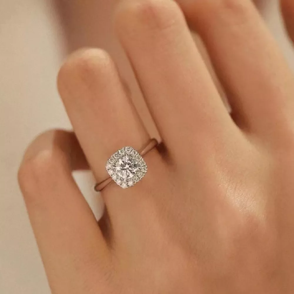 1 Carat 925 Sterling Silver Moissanite Square Ring, image 3