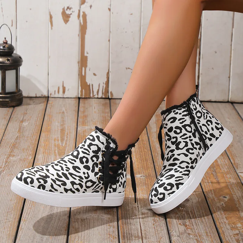 Lace-Up Round Toe Canvas Boots with Side Zip, image 10