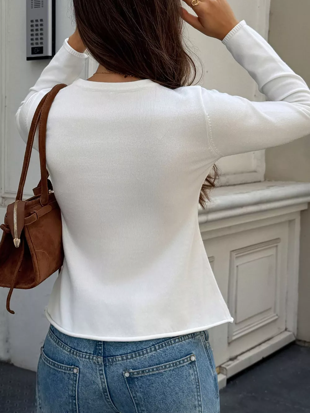 Button-Front Long Sleeve Cardigan, image 5