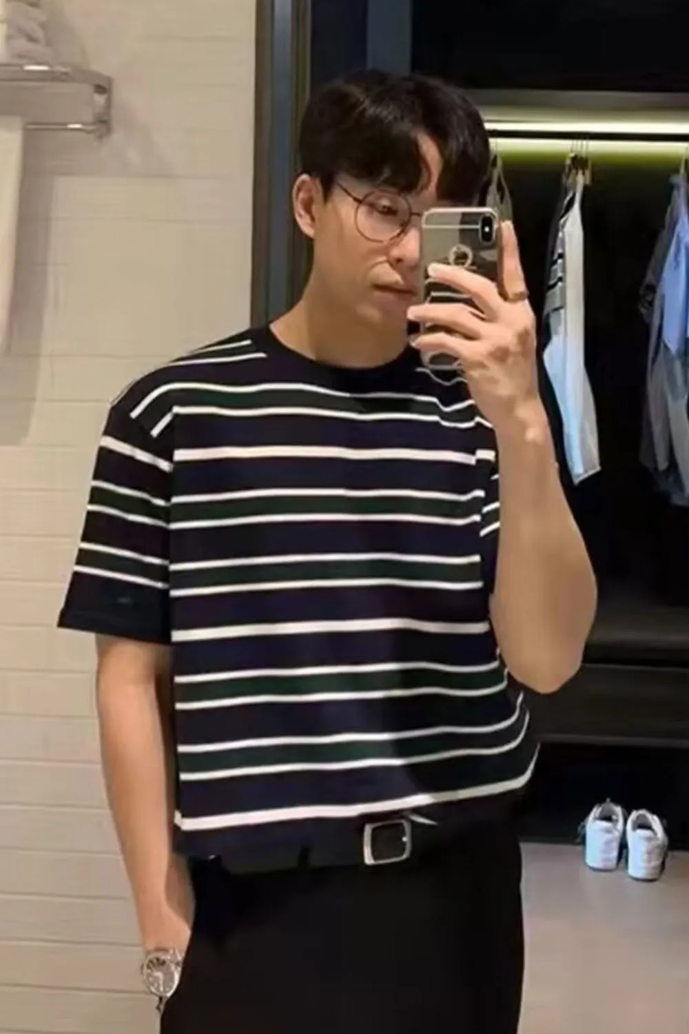 Men's Plus Size Casual Striped Short Sleeve T-Shirt, image 4