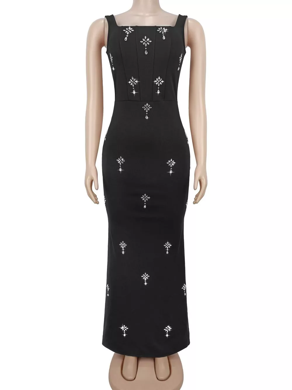 Rhinestone Embellished Bodycon Maxi Dress, image 4