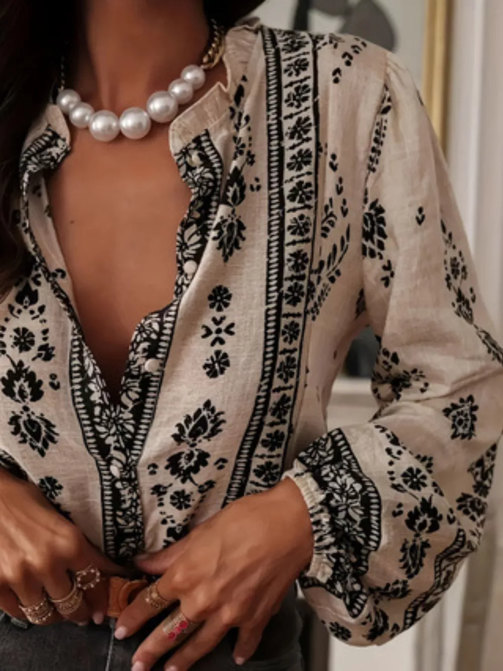Vintage Print Long Sleeve Shirt, image 9