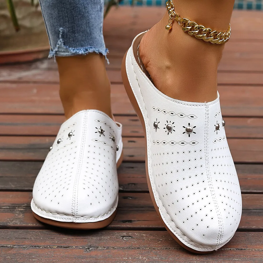 Round Toe Studded Slip-Ons, image 4