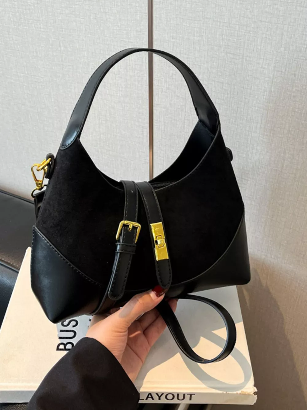 Buckle Leather Shoulder Bag, image 3