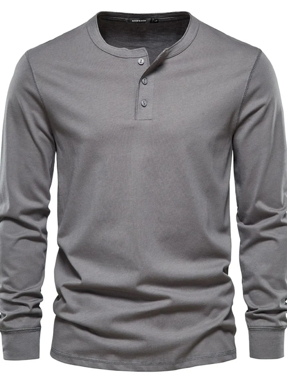Men's Full Size Quarter Button Round Neck Long Sleeve T-Shirt Plus Size, image 9