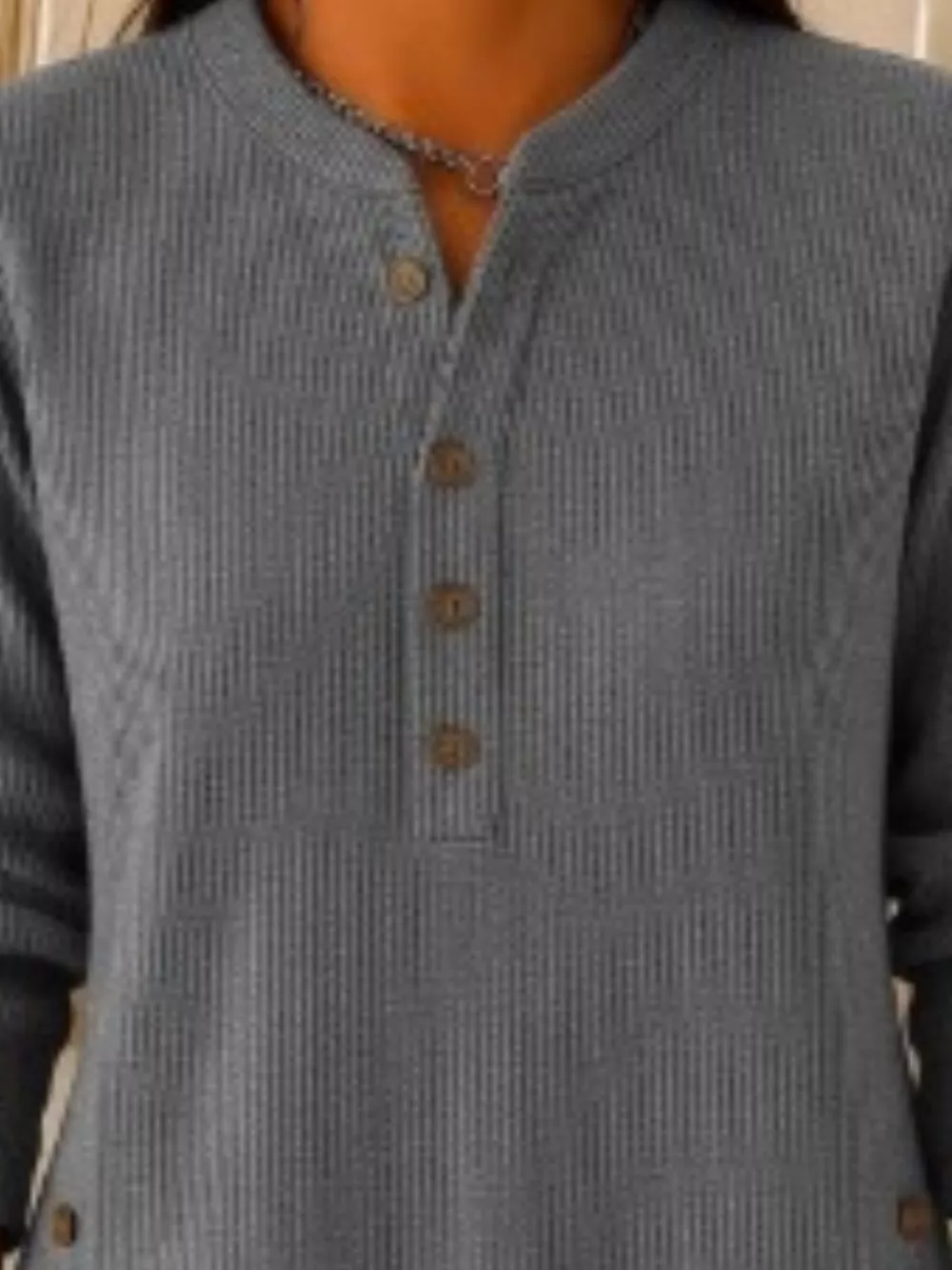 Full Size Button Detail Corduroy Top Plus Size, image 32