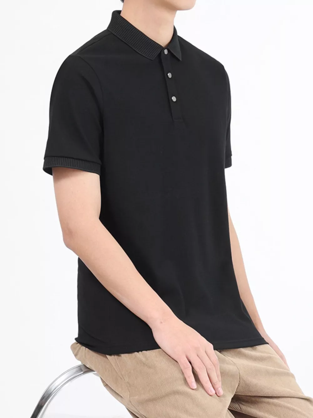 Men's Plus Size Button Detail Short Sleeve Polo