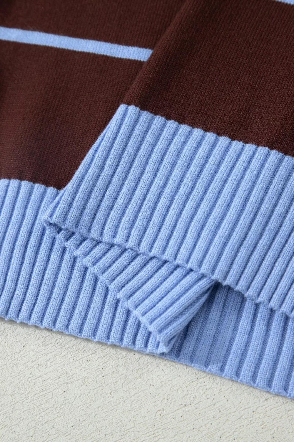 Striped Short Sleeve Round Neck Casual Knit Top, image 8