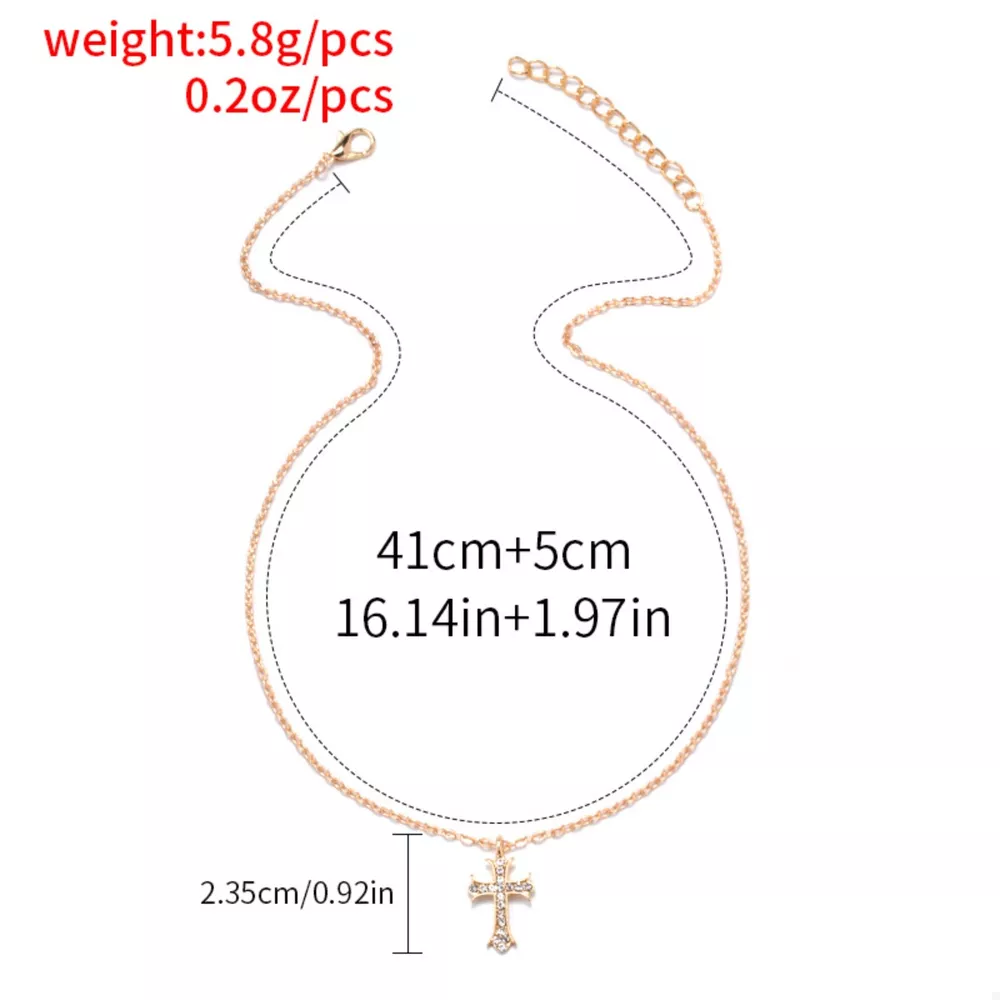 18K Gold-Plated Rhinestone Cross Necklace, image 7
