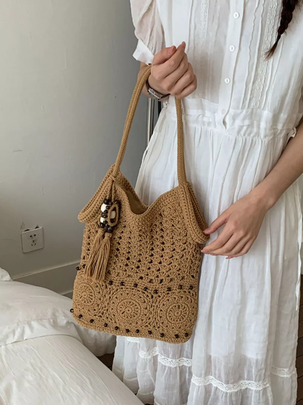 Crochet Knit Shoulder Bag, image 3