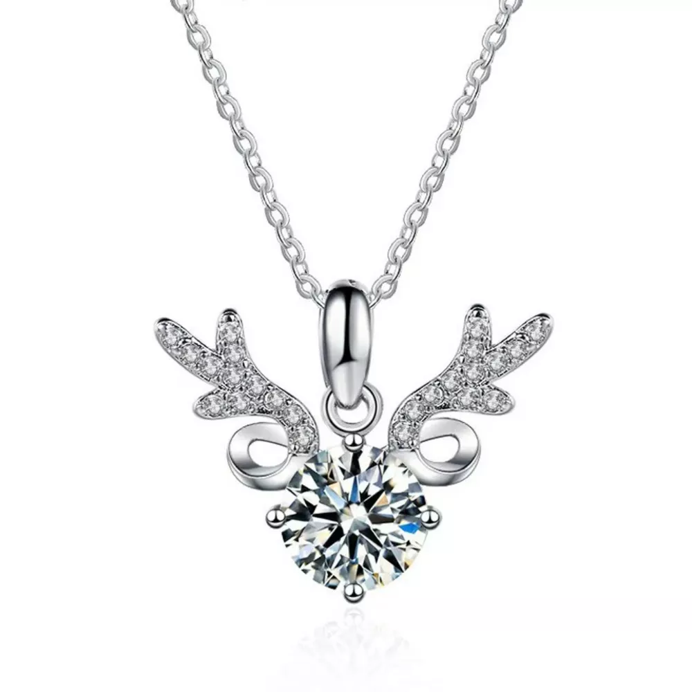 1 Carat Moissanite 925 Sterling Silver Antlers Necklace, image 5