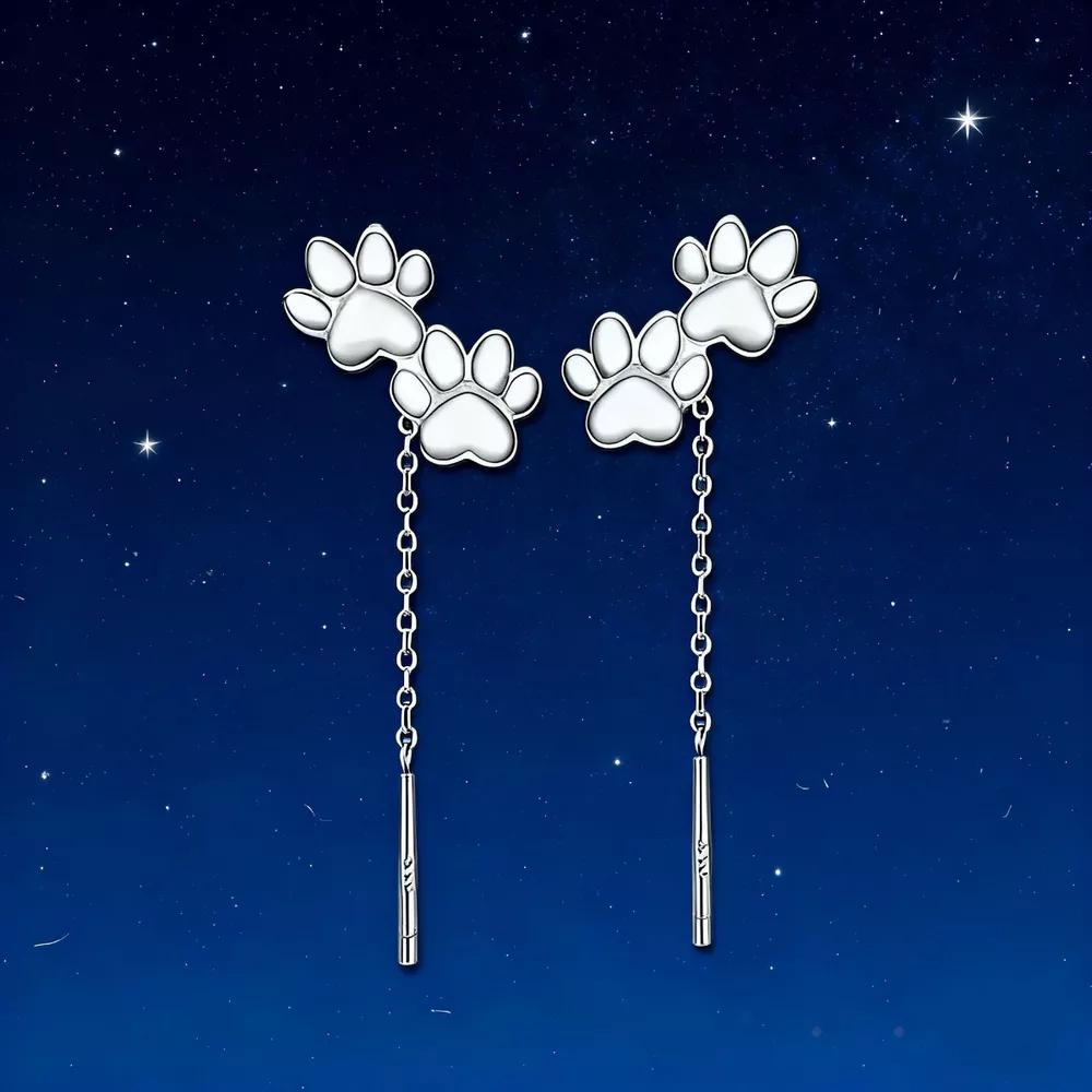 Paw Shaped Drop Earrings, image 3