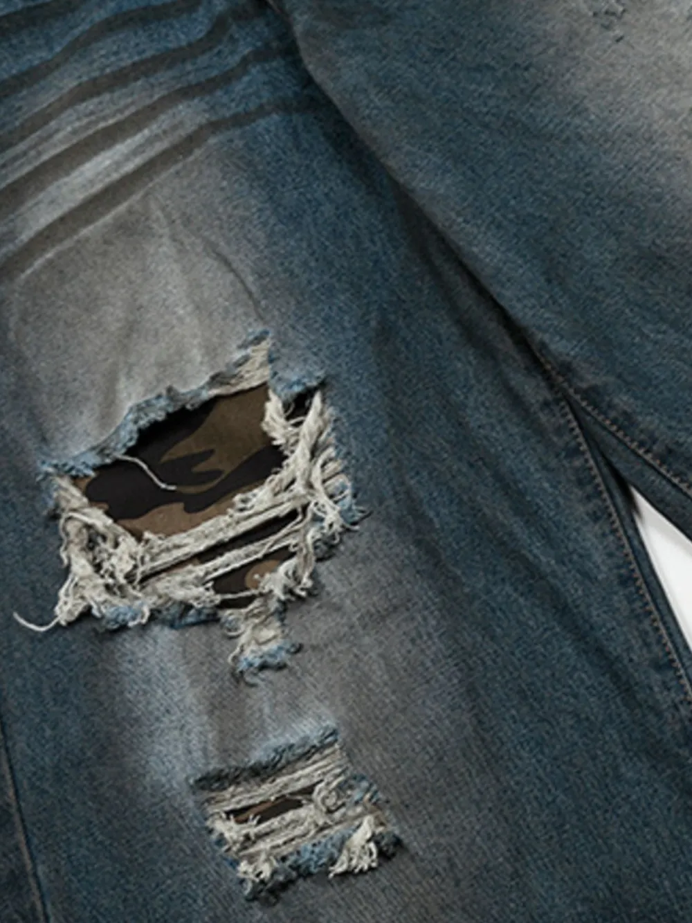 Men's Distressed Wide-Leg Wash Jeans, image 6