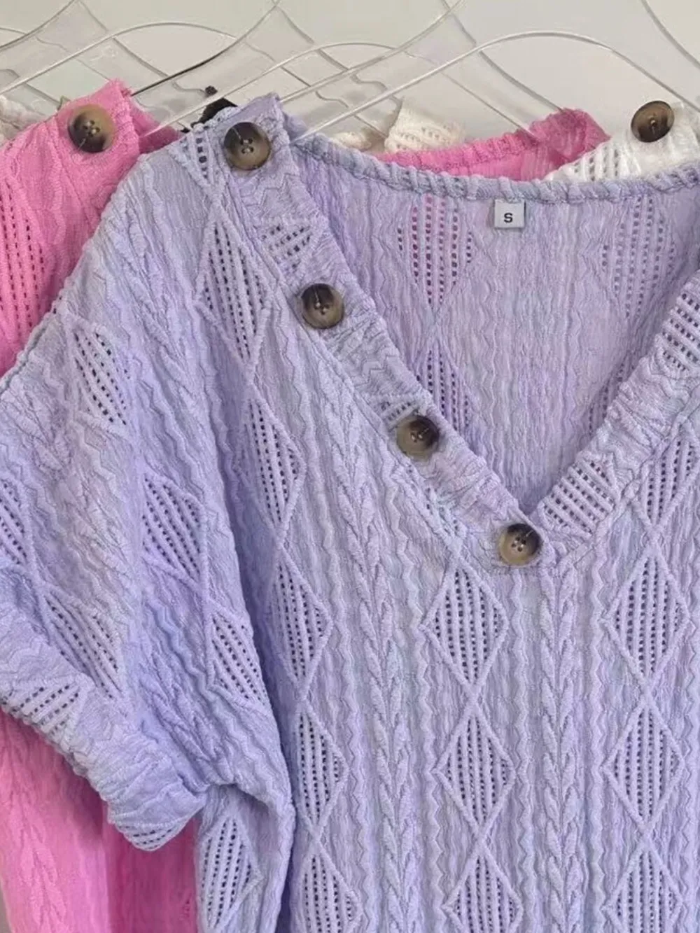 Textured V-Neck Short Sleeve Top, image 14