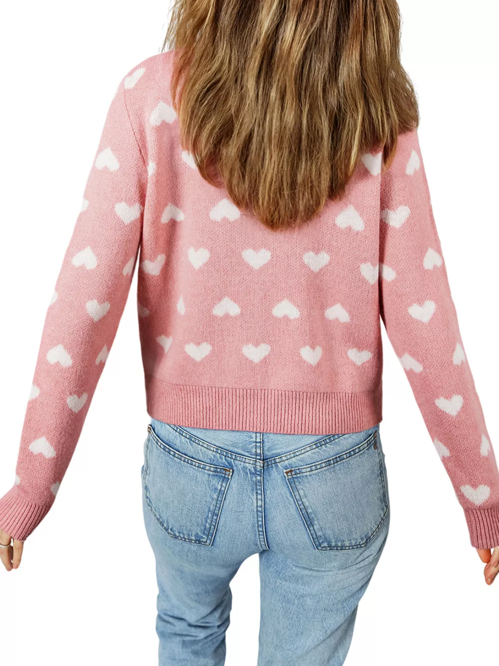 Button Down Heart Pattern Cardigan, image 2