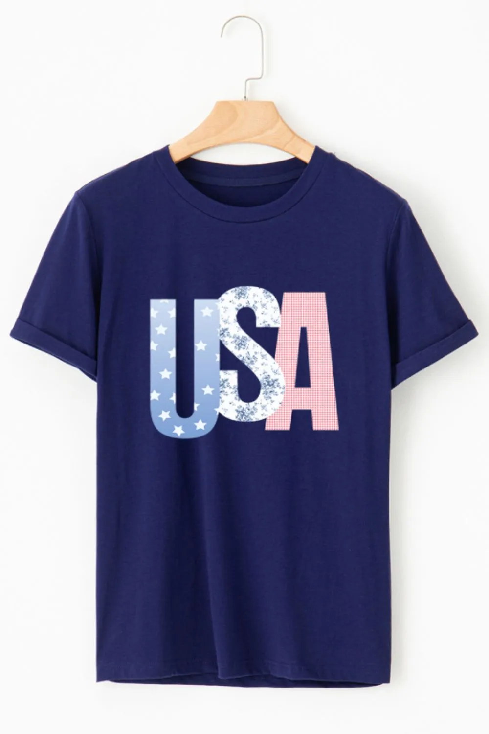 USA Letter Round Neck T-Shirt, image 4