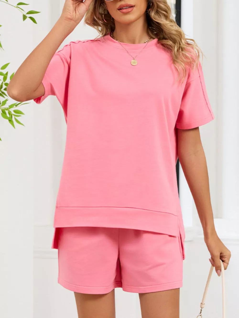 Round Neck Short Sleeve T-Shirt and Shorts Set, image 6