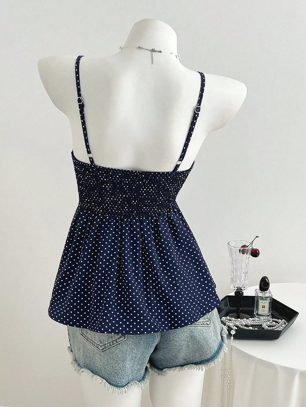 Polka Dot Peplum Cami, image 3