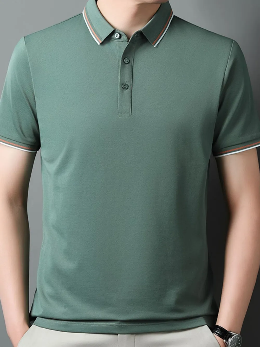 Men's Plus Size Button Detail Short Sleeve Polo