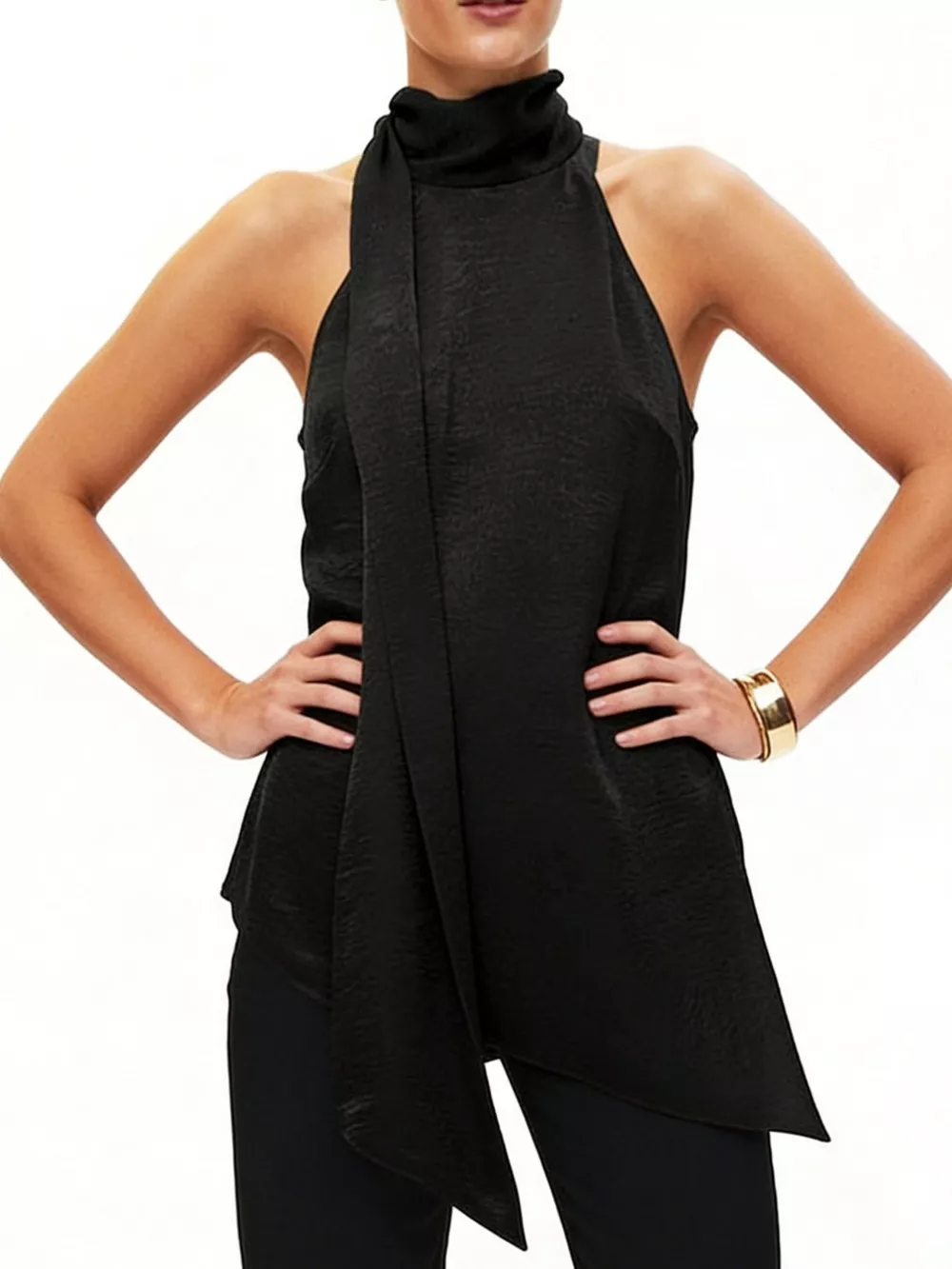 Elegant Halter Neck Asymmetrical Sleeveless Top, image 10