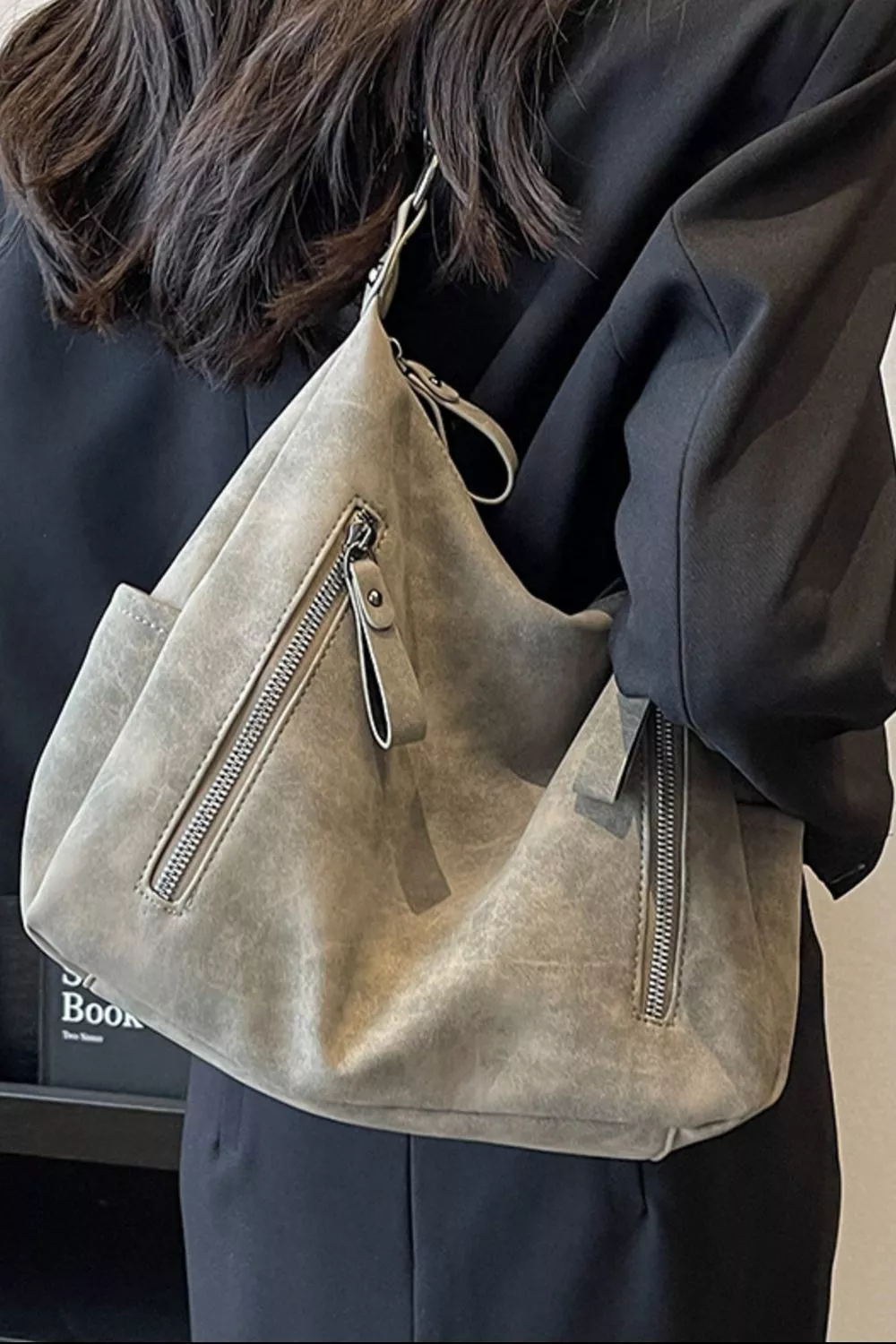 Zipper Details Adjustable Strap Crossbody Bag, image 4