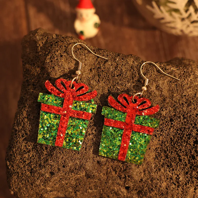 Sequin Gift Box PU Leather Earrings, image 3