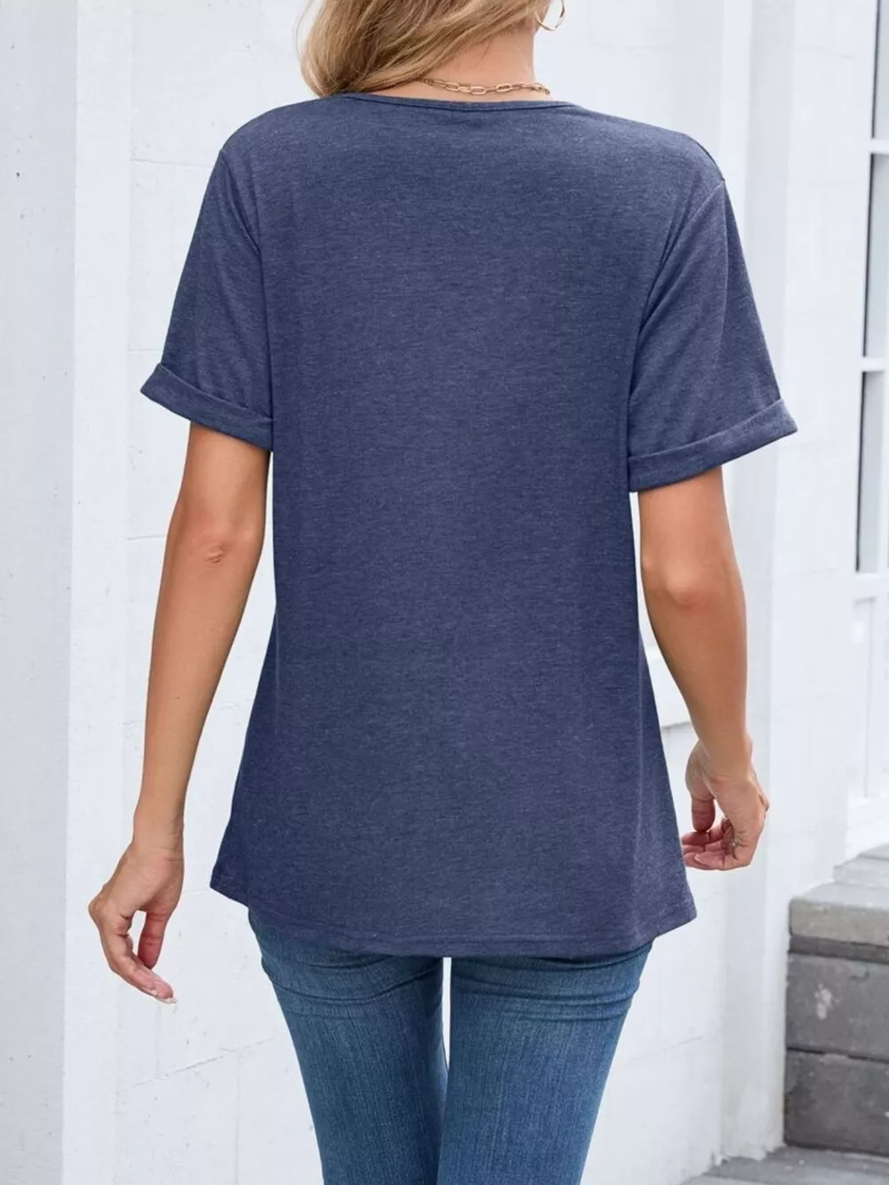 Casual V-Neck Short Sleeve T-Shirt, image 21
