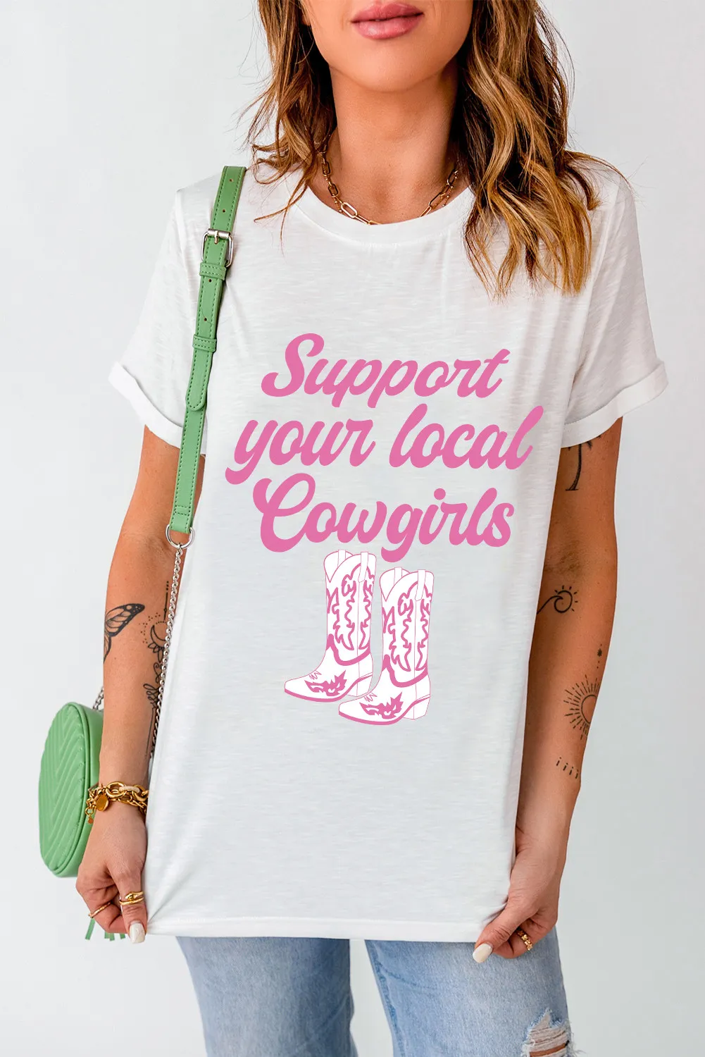 Letter Graphic Round Neck Short Sleeve T-Shirt, image 4