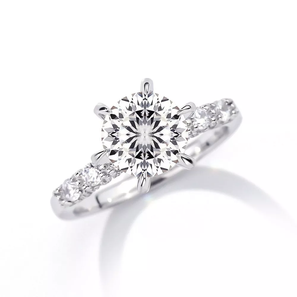 3 Carat 925 Sterling Silver Moissanite Geometric Ring, image 2