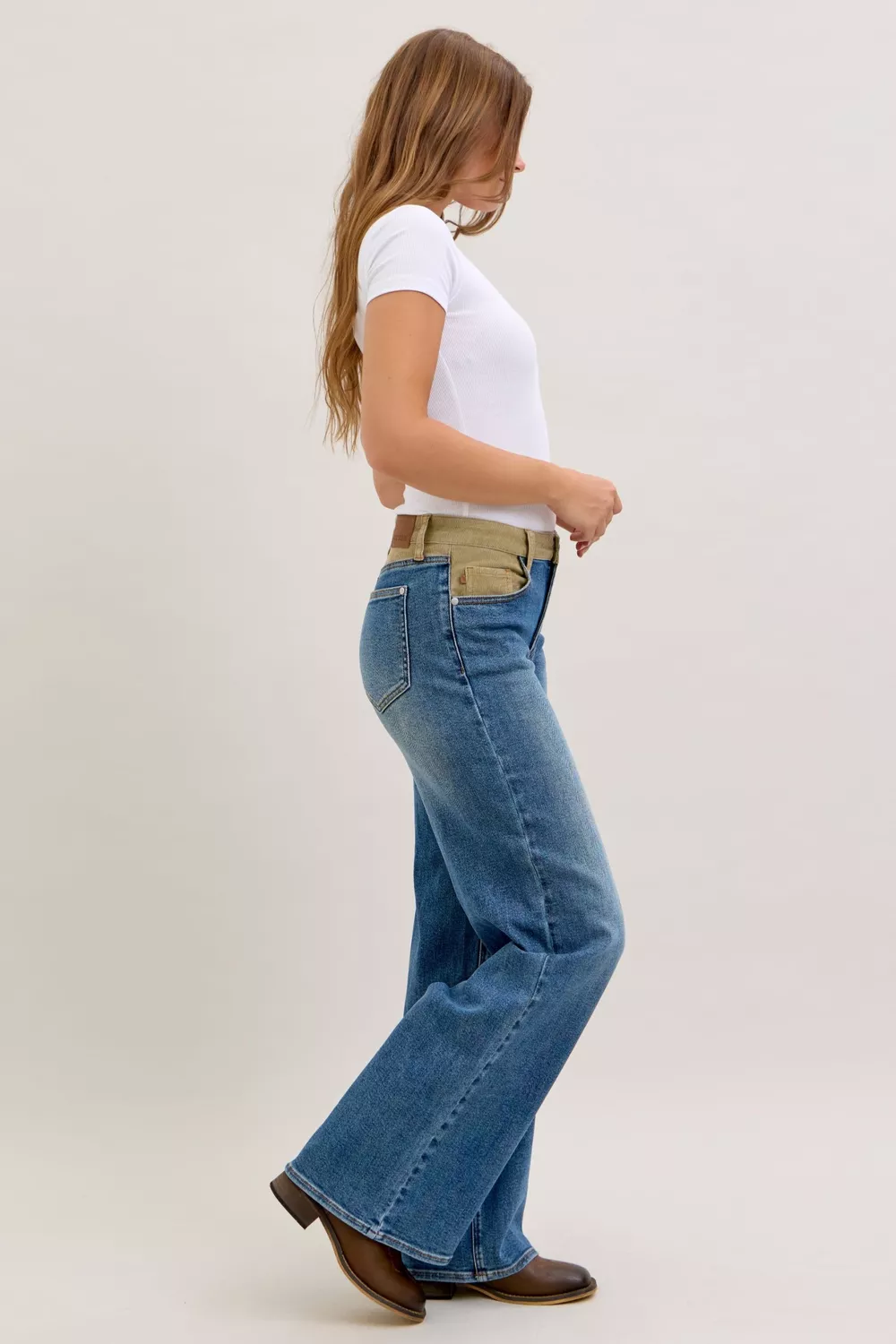 MR Column Straight Jeans with Corduroy Waist, image 6