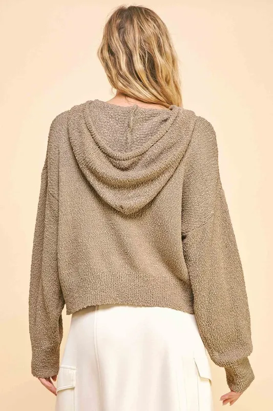 Drop Shoulder Long Sleeve Hooded Sweater, image 3