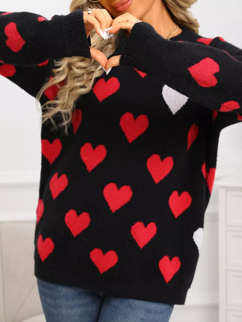 Valentine's Day Heart Crew Neck Sweater, image 10