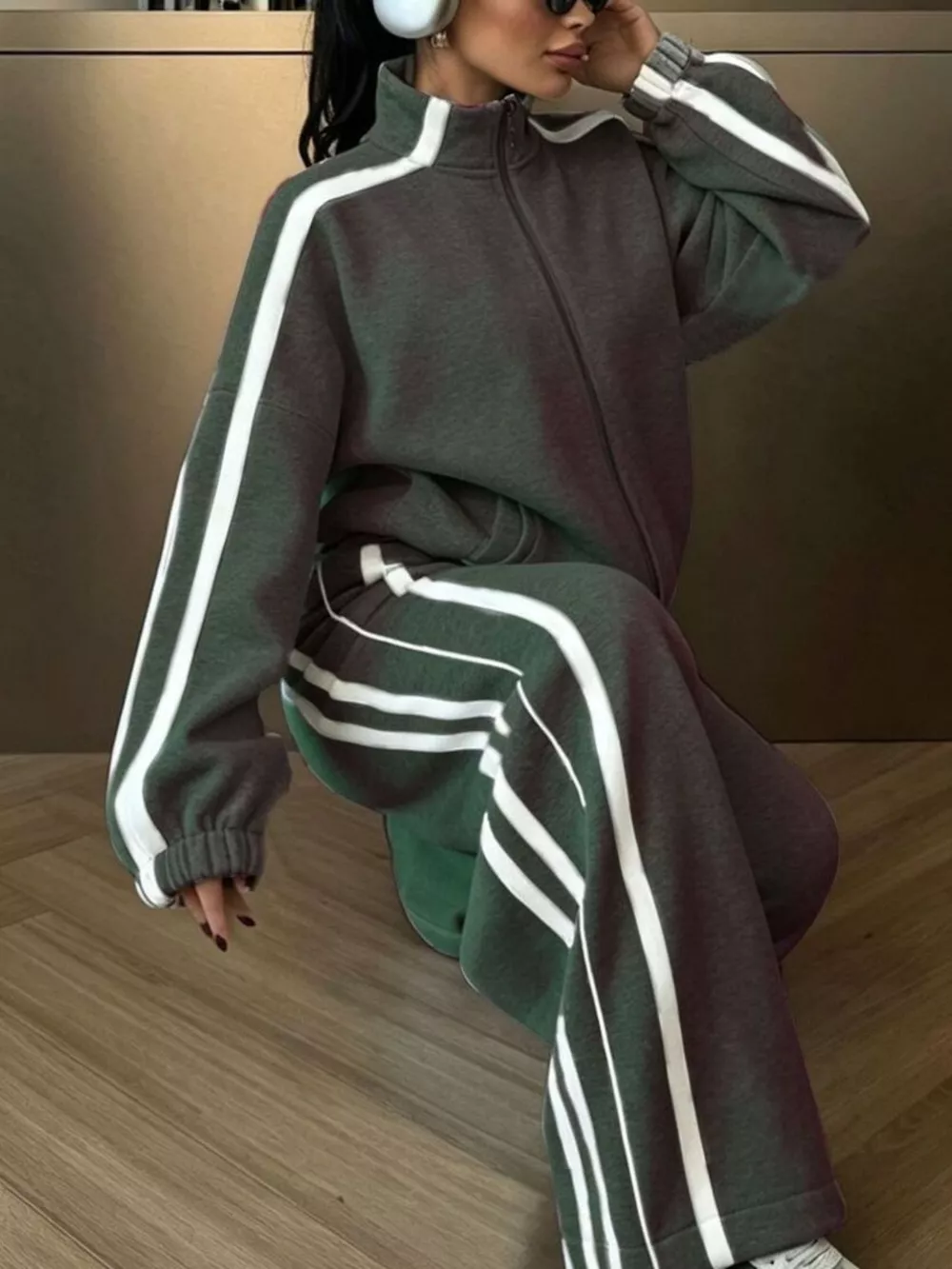 Side Stripes Zip Up Top and Pants Set, image 10