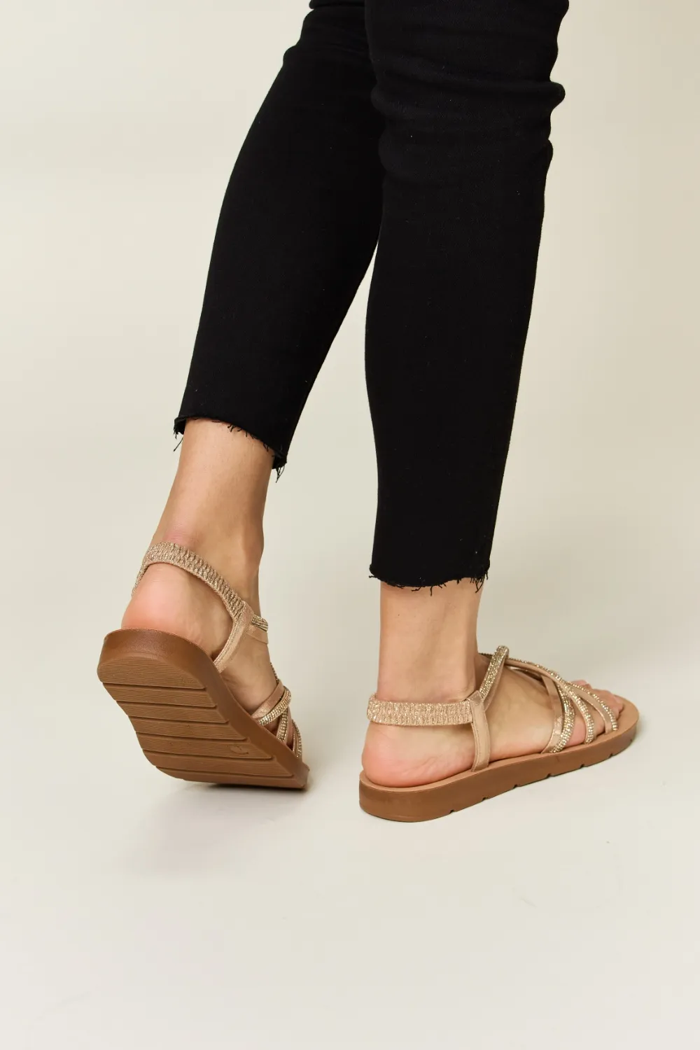 Rhinestone Crisscross Flat Sandals, image 4