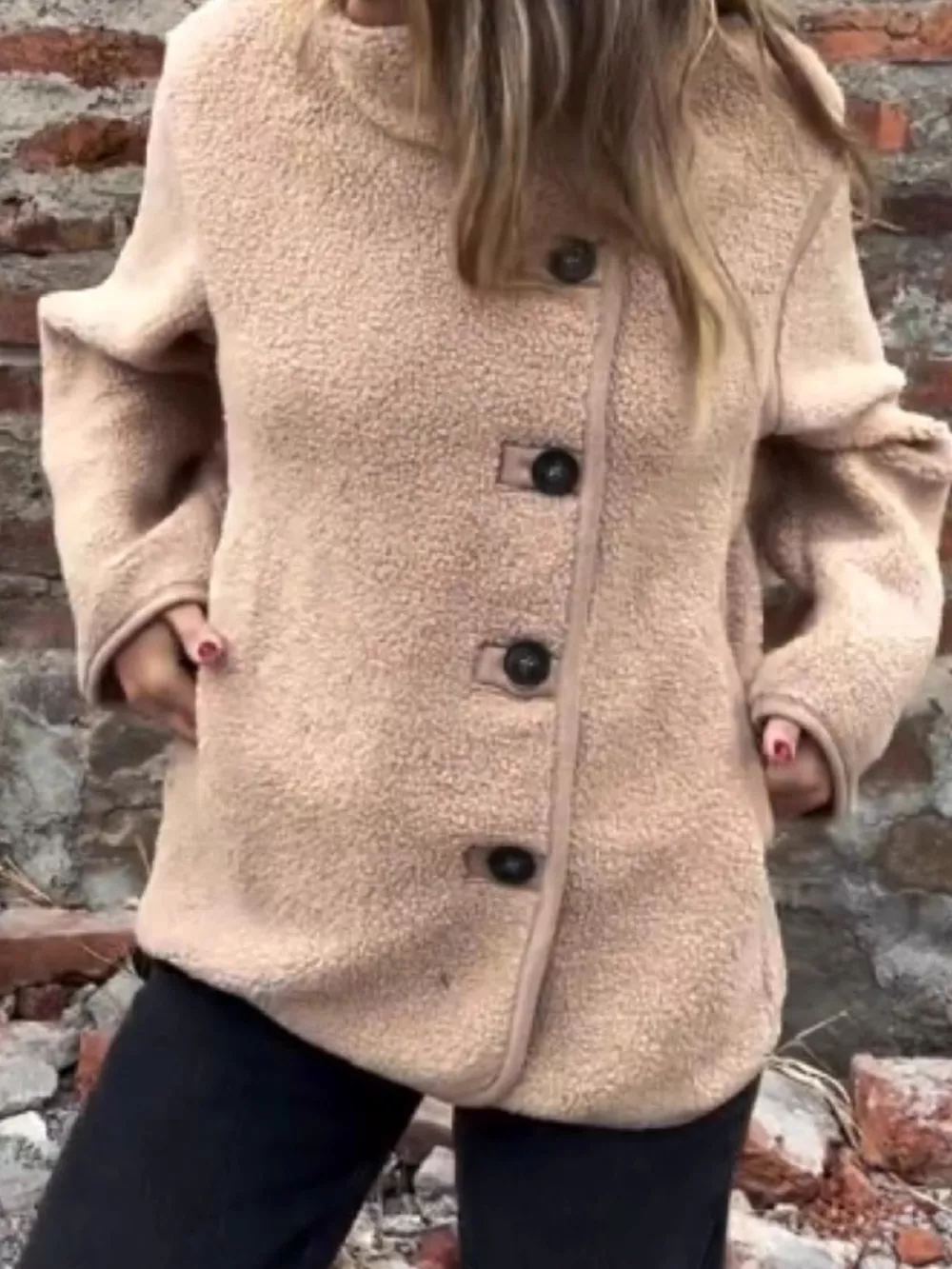 Full Size Button Up Long Sleeve Fleece Jacket Plus Size, image 9